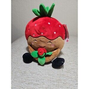 Love And Cupcakes Plush Motion Activated Chocolate Dipped Strawberry 10"